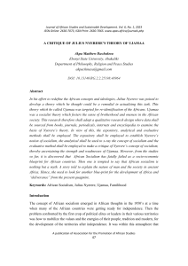Critique of Julius Nyerere&rsquo;s Ujamaa Theory
