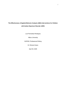 Effectiveness of ABA for Children with ASD