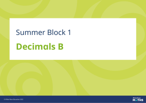 Year 4 Decimals B Summer Block 1 Coursebook