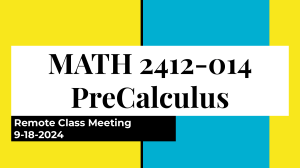 PreCalculus Class Agenda: Graphing Trig Functions