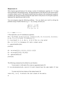 Homework 11: Gauss Elimination in Python