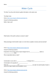 Water Cycle Worksheet with Questions