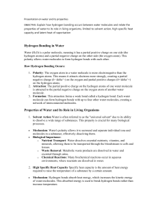 Water Properties: Hydrogen Bonding & Biological Role