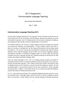 Communicative Language Teaching Assignment for A2 Learners