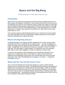 Space and the Big Bang: Origin of the Universe