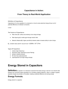 Capacitance in Action: Theory to Real-World Applications