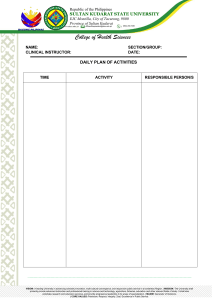 SKSU College of Health Sciences Daily Plan of Activities Form
