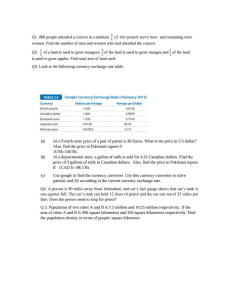 Math Problems Worksheet: Compound Interest, Fractions, Currency Exchange