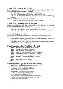 Użycie czasownika find w języku angielskim - ćwiczenia