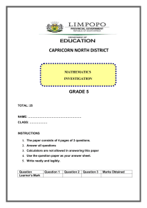 Grade 5 Mathematics Investigation Paper