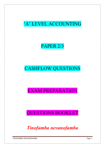 A-Level Accounting Cash Flow Questions Exam Prep