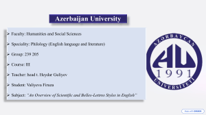 Overview of Scientific and Belles-Lettres Styles in English