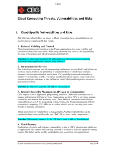 Cloud Computing Threats, Vulnerabilities, and Risks