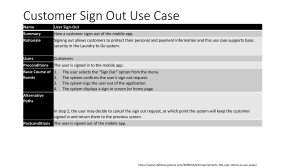 Customer Sign Out Use Case for Mobile App