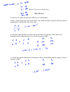 Genetics MT2 Review Worksheet: Testcrosses, Mapping, Pedigrees