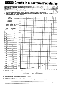 Bacterial Population Growth Activity Worksheet