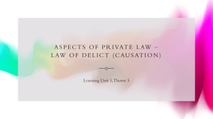 Aspects of Private Law: Law of Delict (Causation)