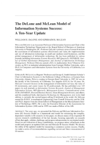 DeLone and McLean IS Success Model: Ten-Year Update