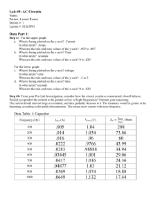 Lab 9: AC Circuits - Capacitor, Inductor, RLC Analysis
