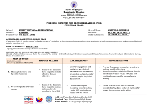 FAR on Lesson Plans - Wakat National High School