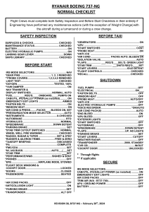 Ryanair Boeing 737-NG Normal Checklist