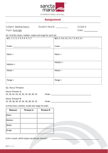 Grade 6 Math Assignment: Averages Worksheet