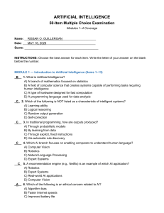 AI 50-Item Multiple Choice Exam Modules 1-4