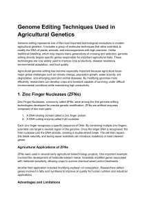 Genome Editing Techniques in Agricultural Genetics