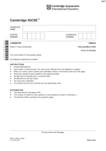 Cambridge IGCSE Chemistry Paper 4 (Extended) 2023