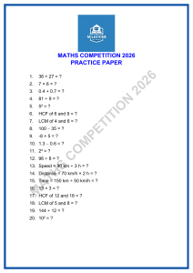 Maths Competition 2026 Practice Paper