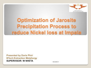Jarosite Precipitation Optimization for Nickel Recovery