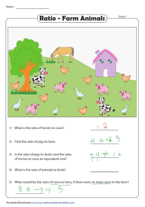 Ratio Farm Animals Worksheet Sheet 1
