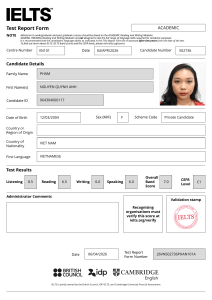 IELTS Academic Test Report Form