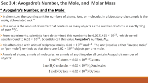 Avogadro's Number, Mole, and Molar Mass - Chemistry