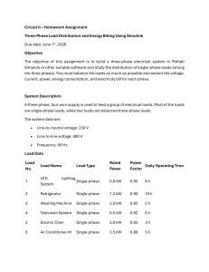 Three-Phase Load Distribution Homework Using Simulink