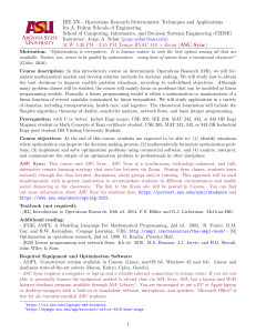 ASU IEE 376 Operations Research Syllabus
