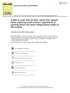 Social Workers' Experiences in Family Safeguarding Model: IPA Analysis
