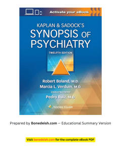 Kaplan & Sadock&rsquo;s Synopsis of Psychiatry 12th Ed Summary