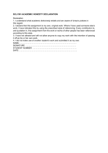 SCL1501 Academic Honesty Declaration Form