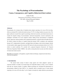 The Psychology of Procrastination: Causes, Interventions, Research