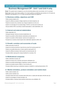 IB Business Management DP Question Bank Units 1 & 4