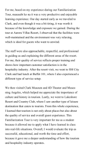 Reflection on Tourism Familiarization Tour Experience