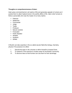 Thoughts on Comprehensiveness of Islam: Secular Studies Purpose