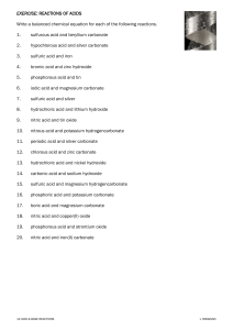 Acid Reactions Exercise: Balanced Chemical Equations