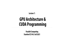GPU Architecture & CUDA Programming Lecture Notes