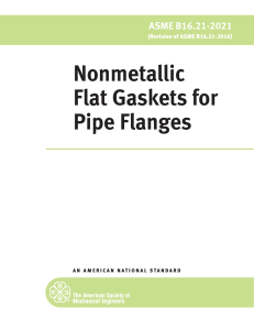 ASME B16.21-2021 Nonmetallic Flat Gaskets for Pipe Flanges
