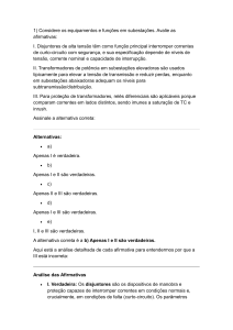 Prova de Engenharia El&eacute;trica: Equipamentos de Subesta&ccedil;&atilde;o