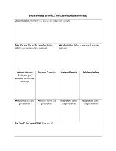 Social Studies 20 Unit 2: Pursuit of National Interests Study Guide