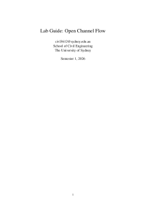 Lab Guide: Open Channel Flow - University of Sydney