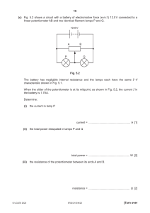 Physics Circuit Problem: Potentiometer and Lamps